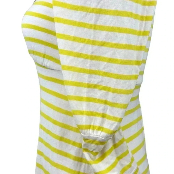 Free People yellow and white striped shirt with lace trim size small - Picture 7 of 10